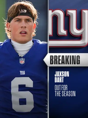 Giants QB Jaxson Dart is expected to have knee surgery that will end his 2026 s…