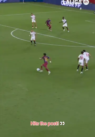 Woodwork from Lamine Yamal 💥🪵 #fcbarcelona #barçaontiktok #skills #laligahigh…