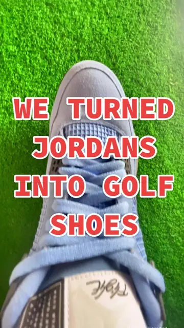 Let’s make our own golf shoes. 💧 #golfr #golfswag #jordan4 #jordangolfshoes #j…