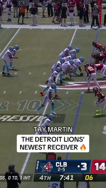 Congrats Tay Martin on making the @Detroit Lions 53-man roster! 🔥👏 #UFL #Foot…