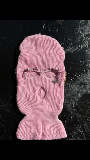 www.couturenoir.com Hand beaded ski masks. This hand beaded ski mask is pink an…