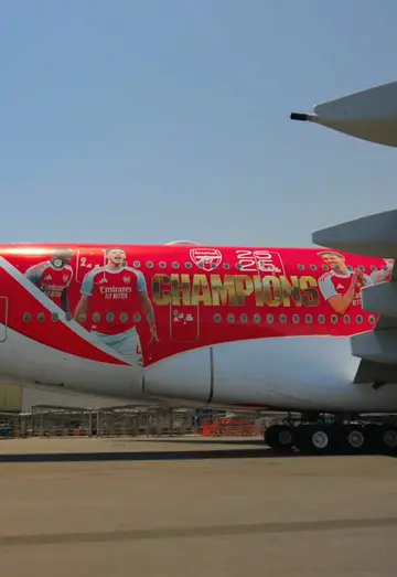 Champions aren't born. They're painted! 🔴⚪️ Watch the iconic Emirates A380 tra…