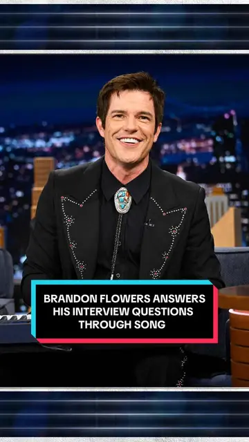 Brandon Flowers answers his interview questions through song 🎶 #FallonTonight…
