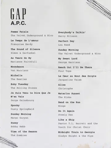 The Gap × A.P.C. playlist. A soundtrack that speaks to our shared history of mu…