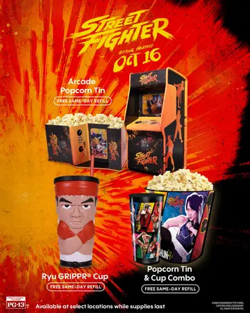 Calling all fighters! Our Street Fighter merch is COMING SOON to theaters.🍿 #C…